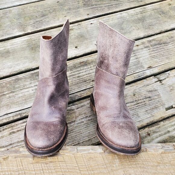 Anthropologie 67 Sixty Seven Brown Distressed Crackled Leather Ankle Boots 36 - Picture 5 of 12